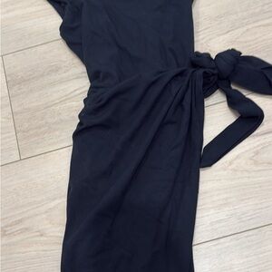 Aritzia Black Tie-Front Mini Dress